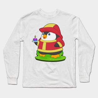 Penguin Firefighter Birthday Fire department Long Sleeve T-Shirt